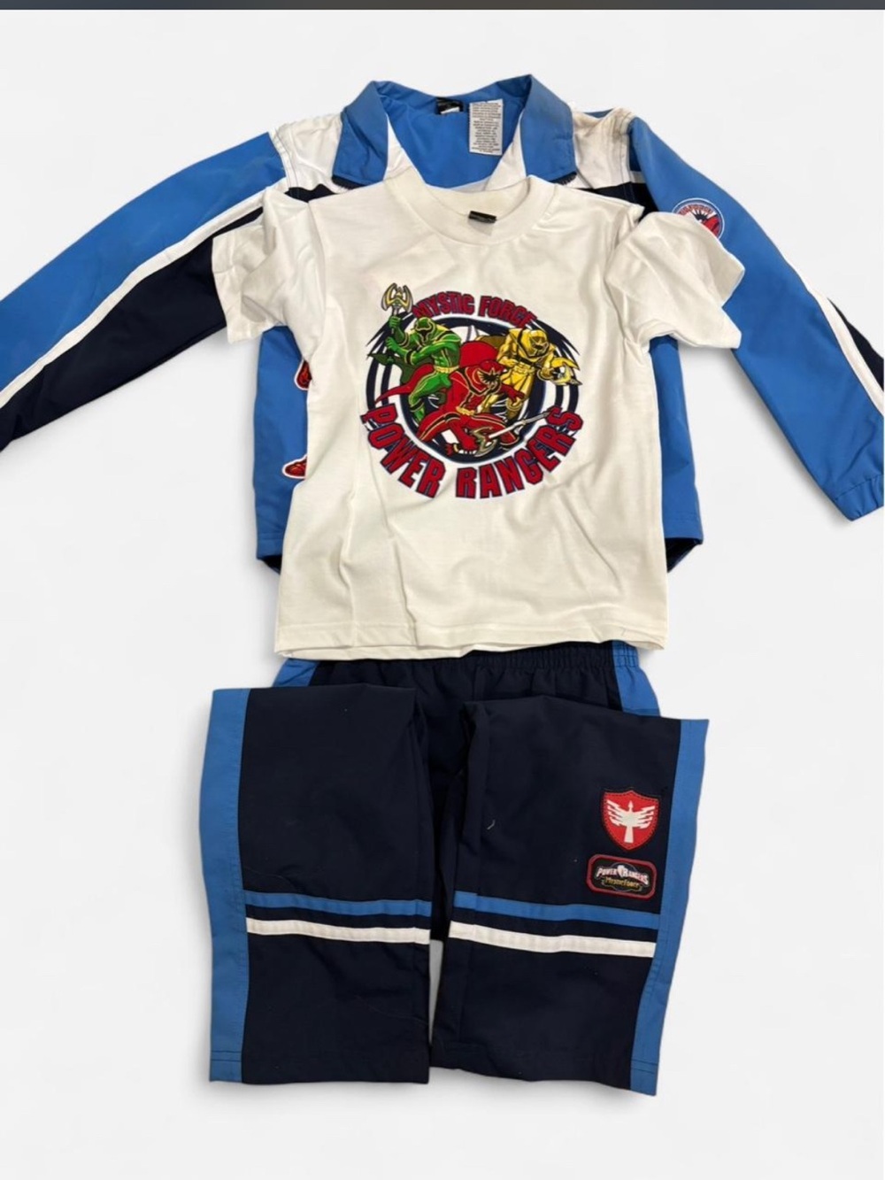 Y2K Power Rangers Graphic Tee & Blue Tracksuit Set NWT Vintage